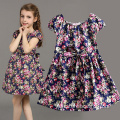 2016 New Arrival girl fashion princess dress kid short sleeve floral print dress in high quality